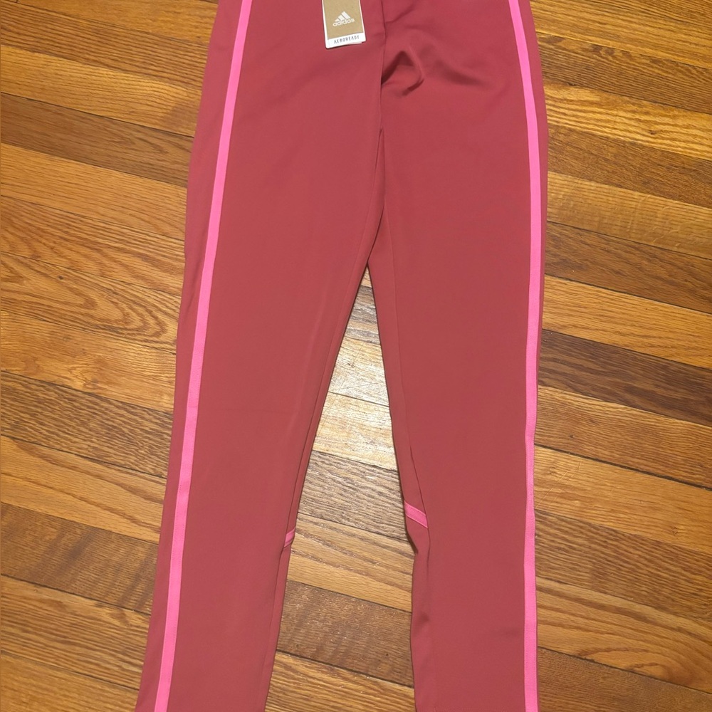 Adidas Pink Leggings High-Waisted Stretchy Bottoms